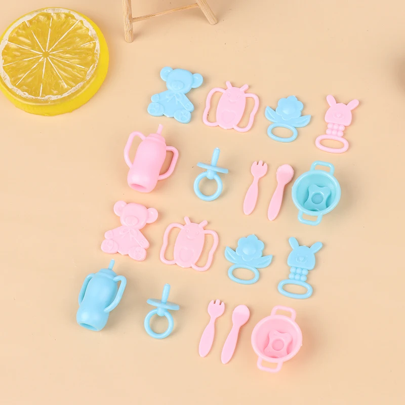 9pcs/set Mini Doll Pacifier Baby Tableware Set Play House Supplies Dummy Nipples For Dolls Kids Toy Baby Pacifier Accessories