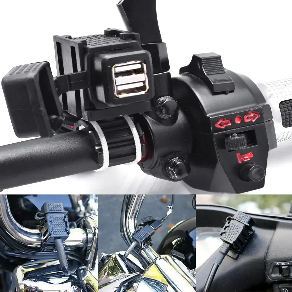 4.2A Dual USB Charger Socket Power Adapter For BMW DIN Hella Plug Phone / iPhone / GPS SatNav Motorcycle 160cm Cable