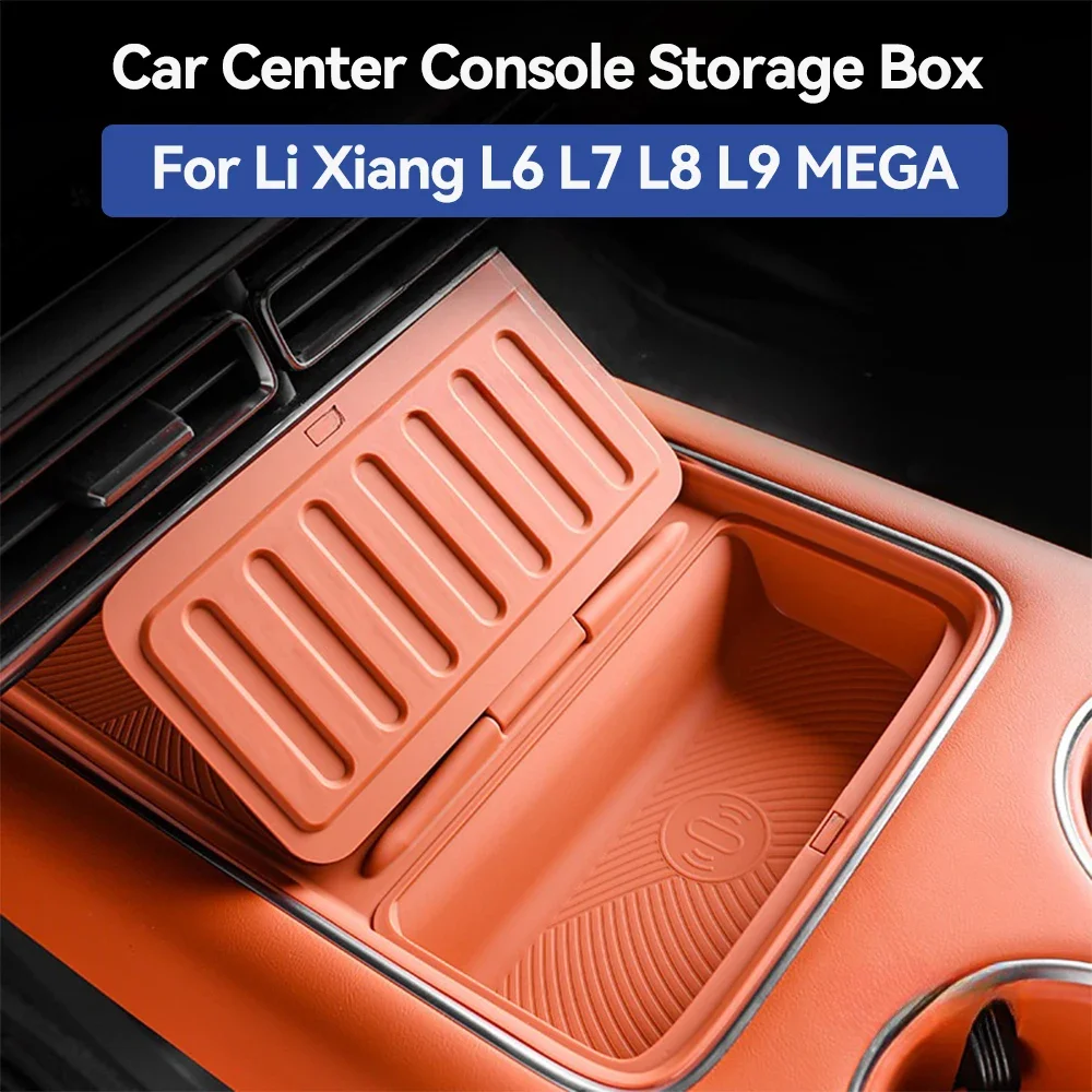 

For Li Lixiang L6 L7 L8 L9 MEGA Car center console storage box wireless charging silicone mat flip lid storage box