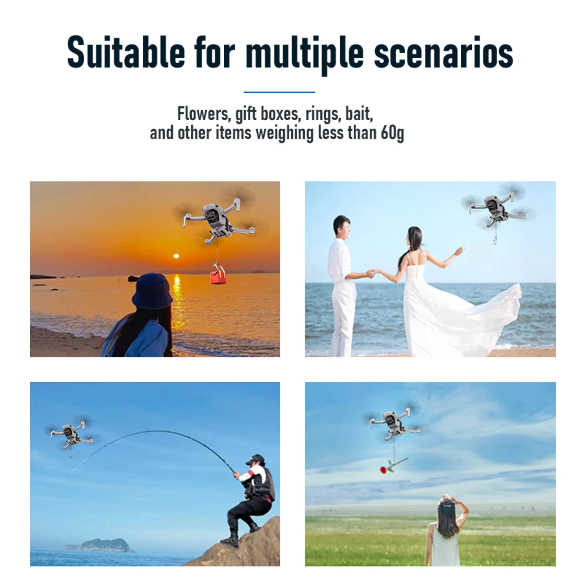 Drone Airdrop System for DJI Mini 2/SE/2SE Air-dropping Dropper Fishing Bait Wedding Ring Gift Proposal Rescue Delivery Thrower