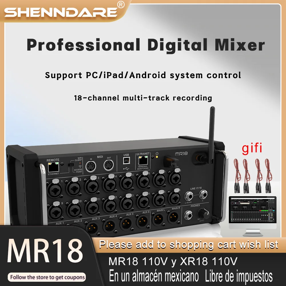 Air1:1MR18/XR18 Professional Rack Digital Mixer 18-channel DJ Console Multi-track Studio Recording Sound Table PC APP Software