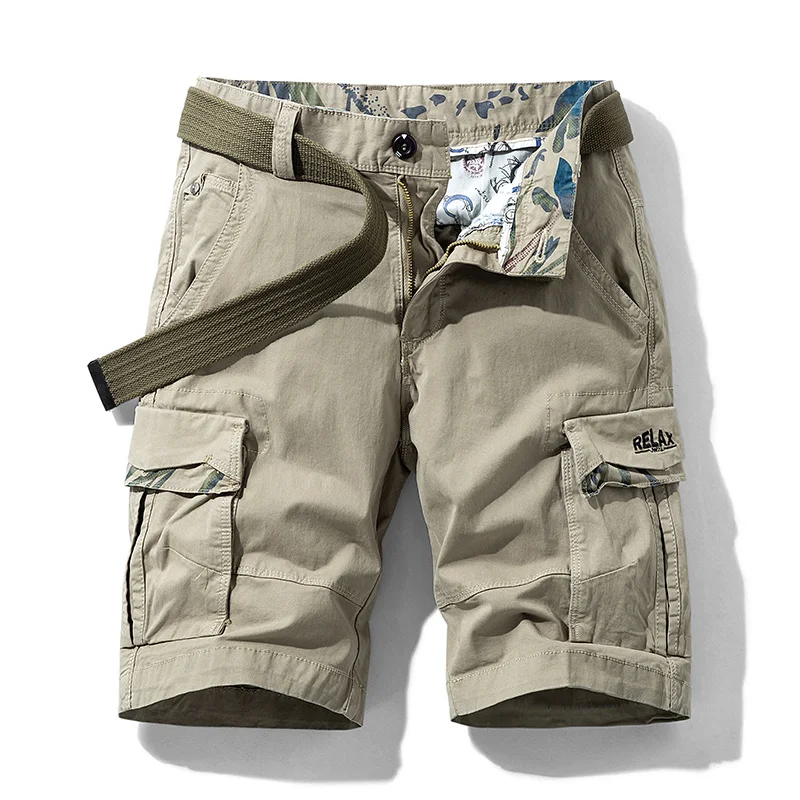 

hipster cargo shorts men loose shorts casual straight-leg shorts Cotton elastic multi-pocket five-quarter pants men