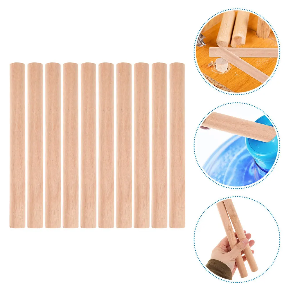 

10Pcs Wooden Dowel Rods Lightweight Wood Poles for Crafting Workshop School Projects Craft Wood Accessories Wooden Dowel