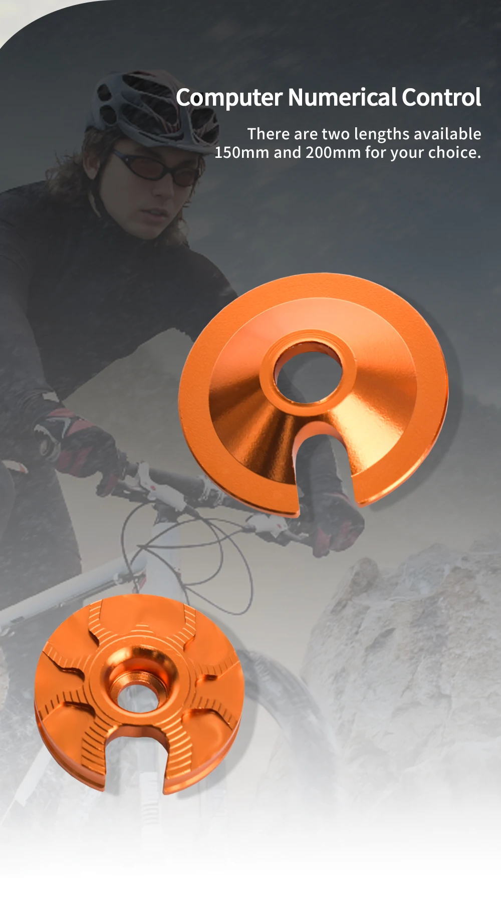 KRSEC Aluminiumlegierung MTB Mountainbike Headset Vorbaukappe Gabel Hebekern 15 cm oder 20 cm, hochfeste Schüssel-Set-Abdeckung, 6 Farben – Detail 6
