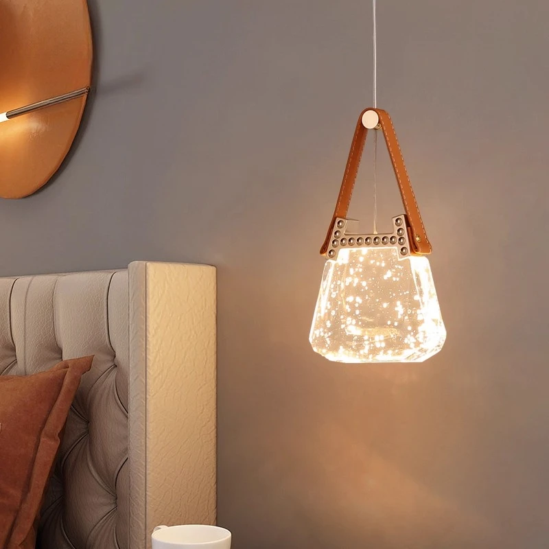 Stylish Handbag-Shaped Pendant Light - Light Luxury Orange Ambient Lamp for Bedroom, Entryway, Bar Counter Small Hanging