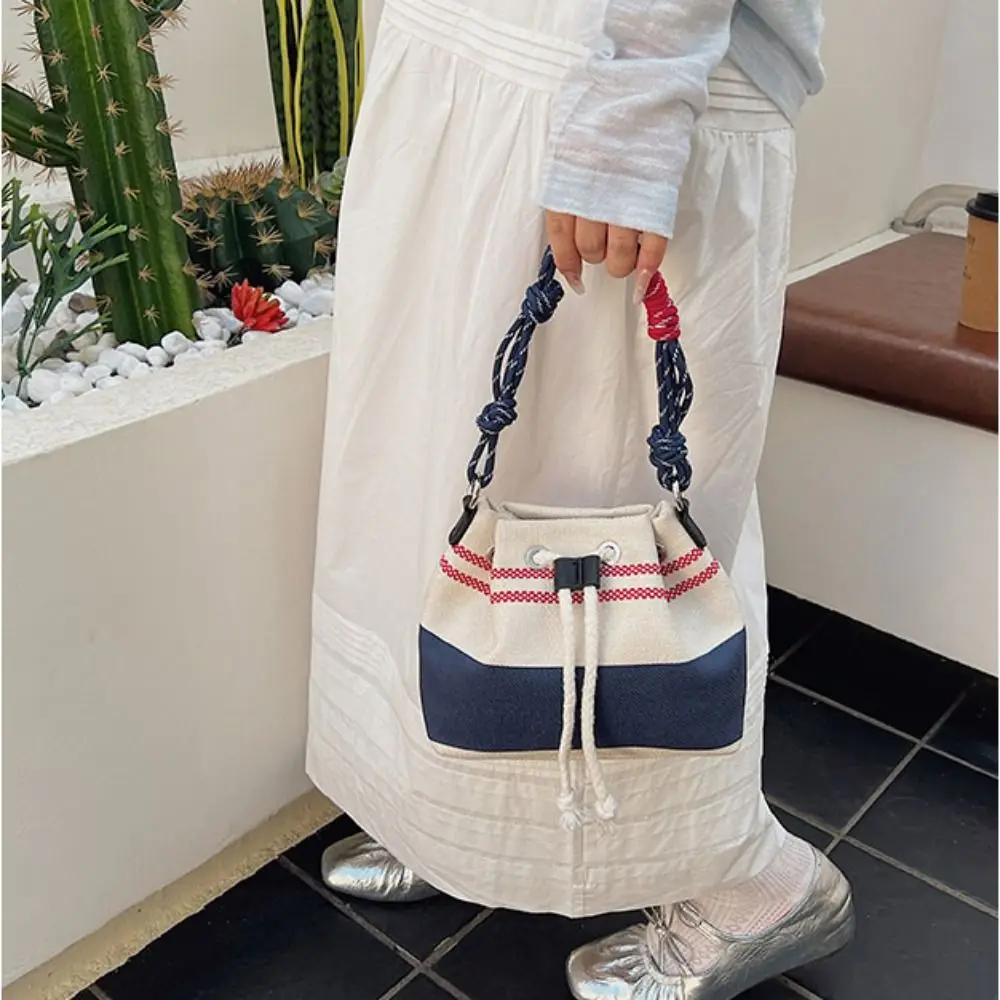 

Korean Style Retro Canvas Bucket Bags Purse Large Capacity Patchwork String Crossbody Bag Crossbody Bag Wallet Bags