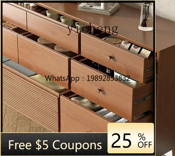 

ZZ solid wood dining side storage storage eight bucket cabinet living room simple modern light luxury living room decoration