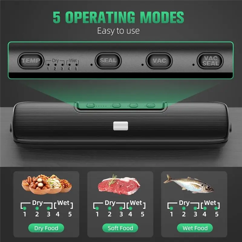 

Вакуумный упаковщик X11A для продуктов, автоматическая система вакуумной герметизации для хранения сухих и влажных продуктов, с комплектом пакетов для вакуумирования, черный, вилка стандарта США
