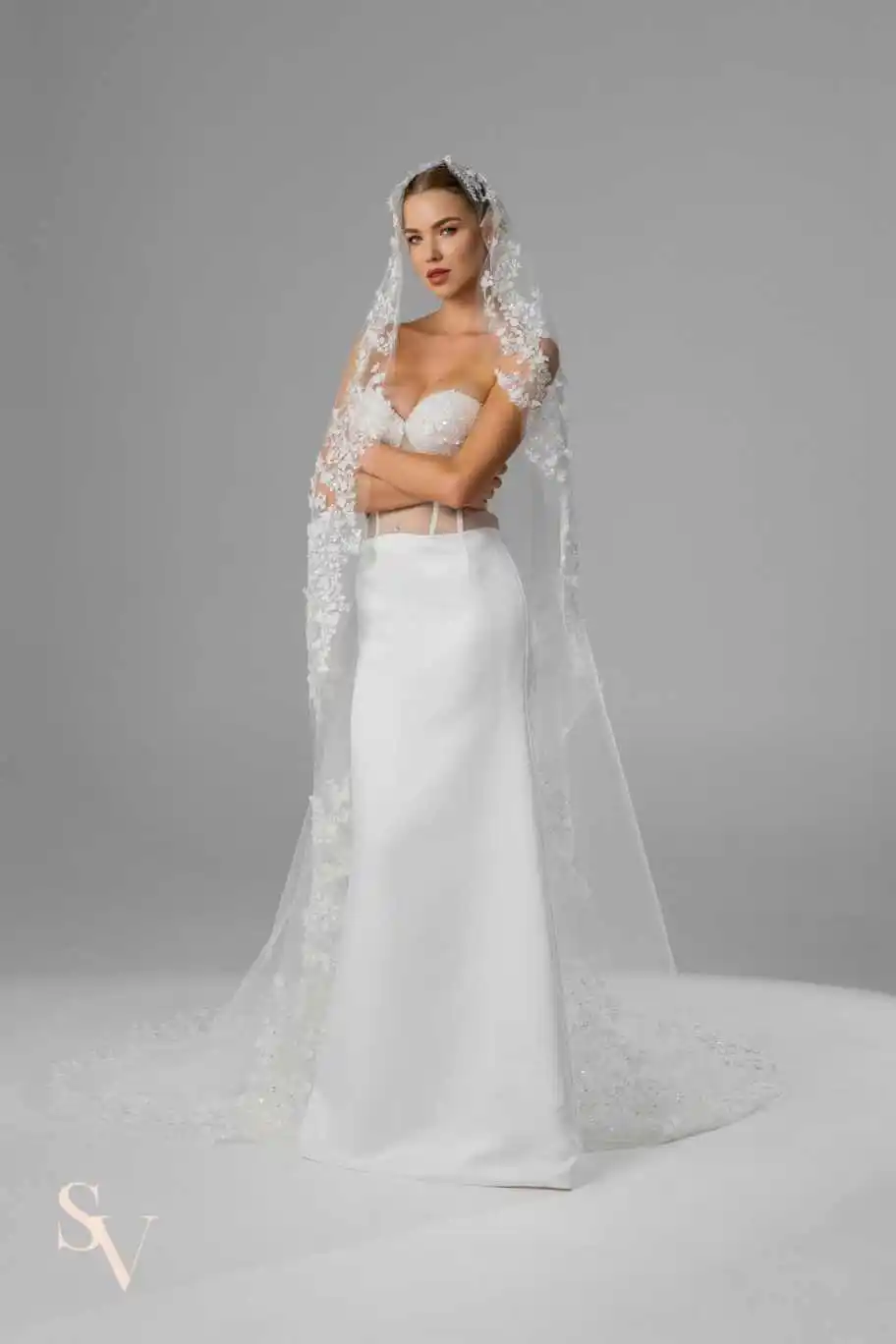 طرحة زفاف لامعة مزينة بالترتر طول الكاتدرائية طبقة واحدة حجاب الزفاف حافة مزخرفة للعروس فيلو دي كابيزا مخصصة #4