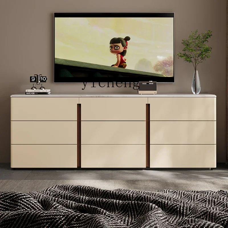 

ZC marble dining side cabinet against the wall integrated locker saddle leather locker bedroom bedside storage