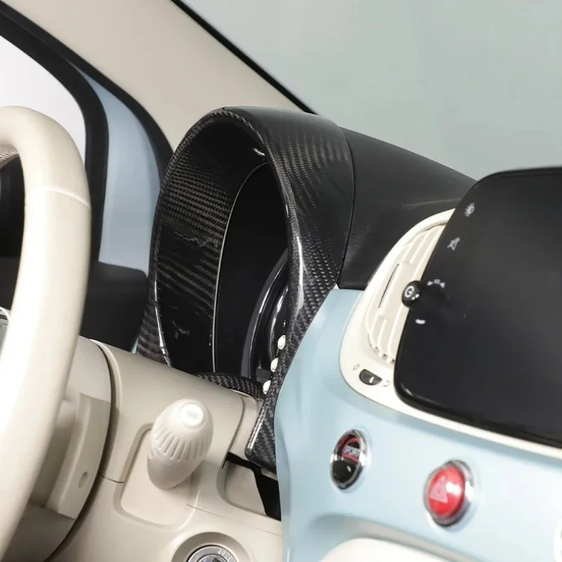 For Abarth 595 695 2021-2023 Real Carbon Fiber Car Dashboard Speedometer Decorative Cover Interior Car Accessories(LHD)