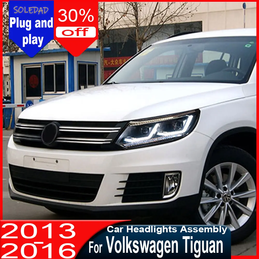 

Фары для Volkswagen Tiguan 2013-2017, передние фары, указатели поворота, DRL, головное освещение, установка Plug and Play