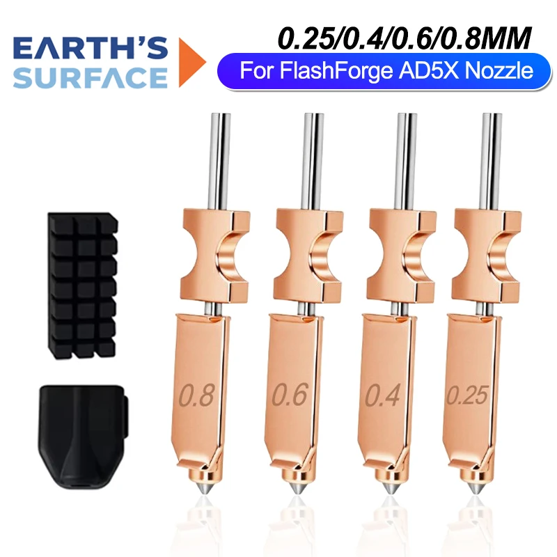 For Flashforge AD5X Nozzle Upgrade Detachable 0.4 0.6 0.25 0.8mm for Flashforge AD5X Hotend Extruder Quick Release Heater Block