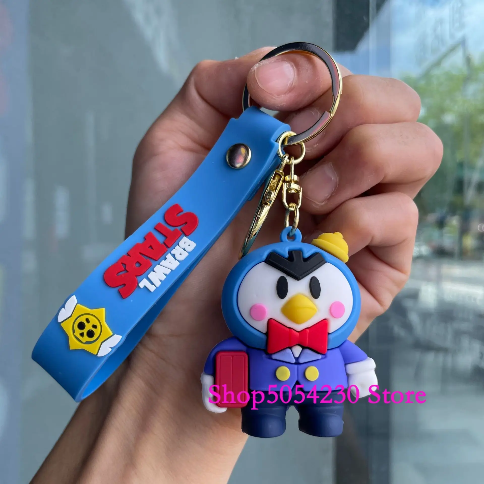 Llaveros de figuras de anime, de silicona, coleccionables, desechables, con temática del juego Brawl Stars, para cumpleaños, decoración de Leon y Crow, y como colgante para bolso.