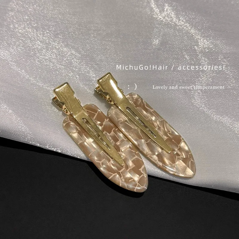 2 Stück Einfache Sakura-Rosa Nahtlose Haarspangen für Frauen, Acetat-Haarklammern ohne Biegung, Entenschnabel-Clips, Haarstyling-Werkzeug – Detail 4