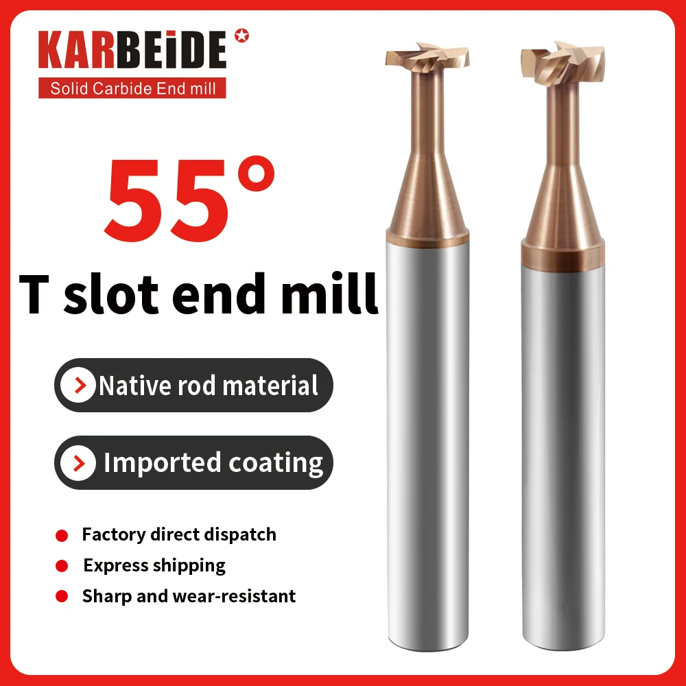 

KARBEIDE Carbide T Slot End Mills 4 Flute TiSiN Coating,for Carbon Steel,Alloy Steel，Cast Iron etc