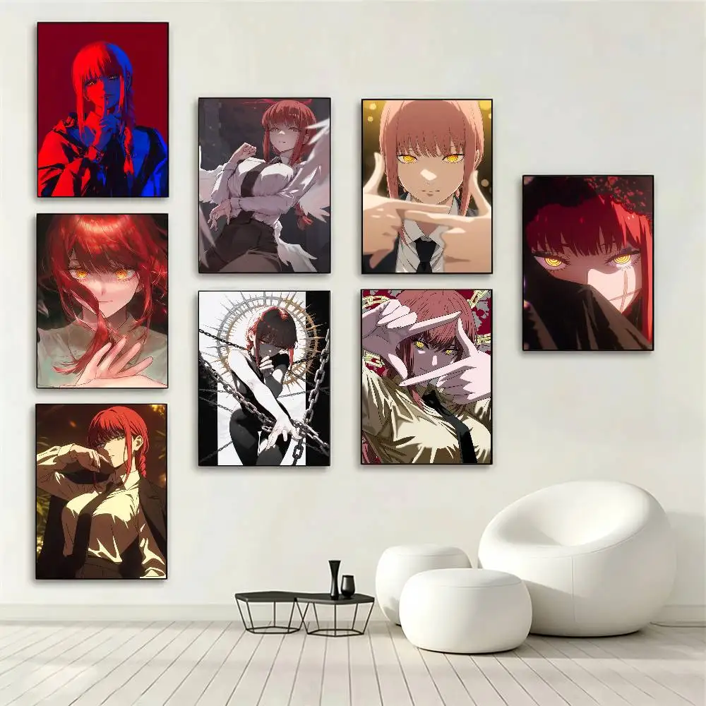 Chainsaw Man character Makima Poster Waterproof Wall Art Sticker For Bar Living Room Vintage Decor High Quality Print Gift
