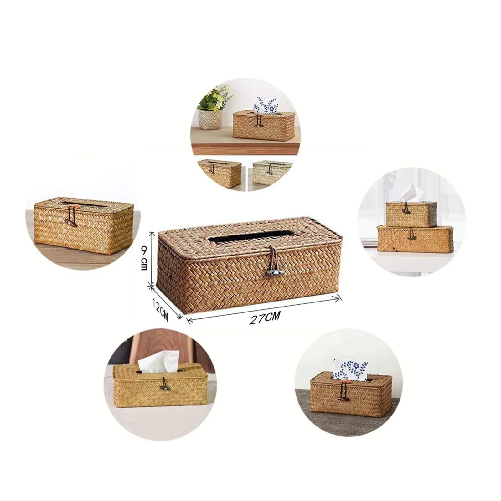 New Rattan Tissue Box Home Decoration Handmade Desktop Tissue Rattan Tissue Box For Barthroom,home,hotel And Office