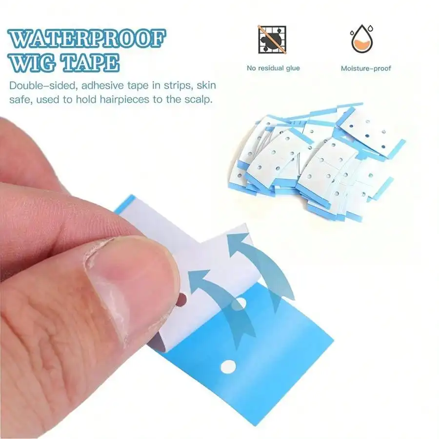 36 PCS Wig Hair Piece Tape Double Sided Adhesive Wig Tapes Clear C-Shaped Hair Strips Pre-Cut Lace Wigs Tape Beauty Tool