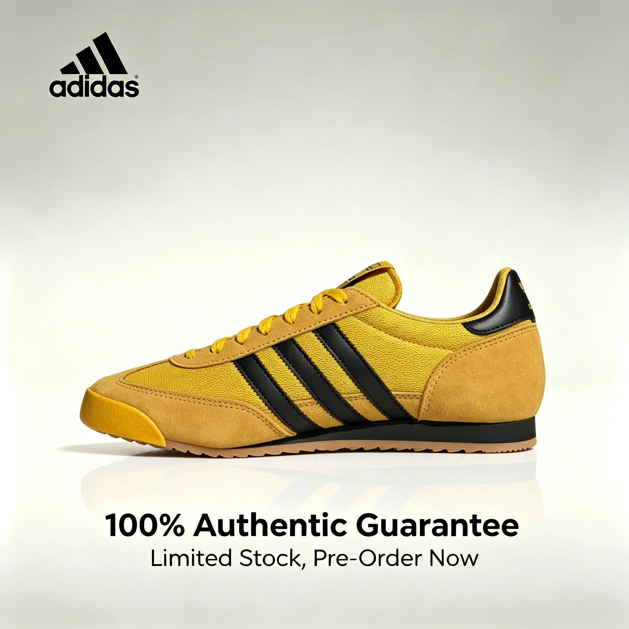 Adidas Originals R71 Leather Soft and Comfortable Retro T-Toe Shoes Classic Thin Sole Low-Top Casual Shoes Unisex Yellow JQ2577