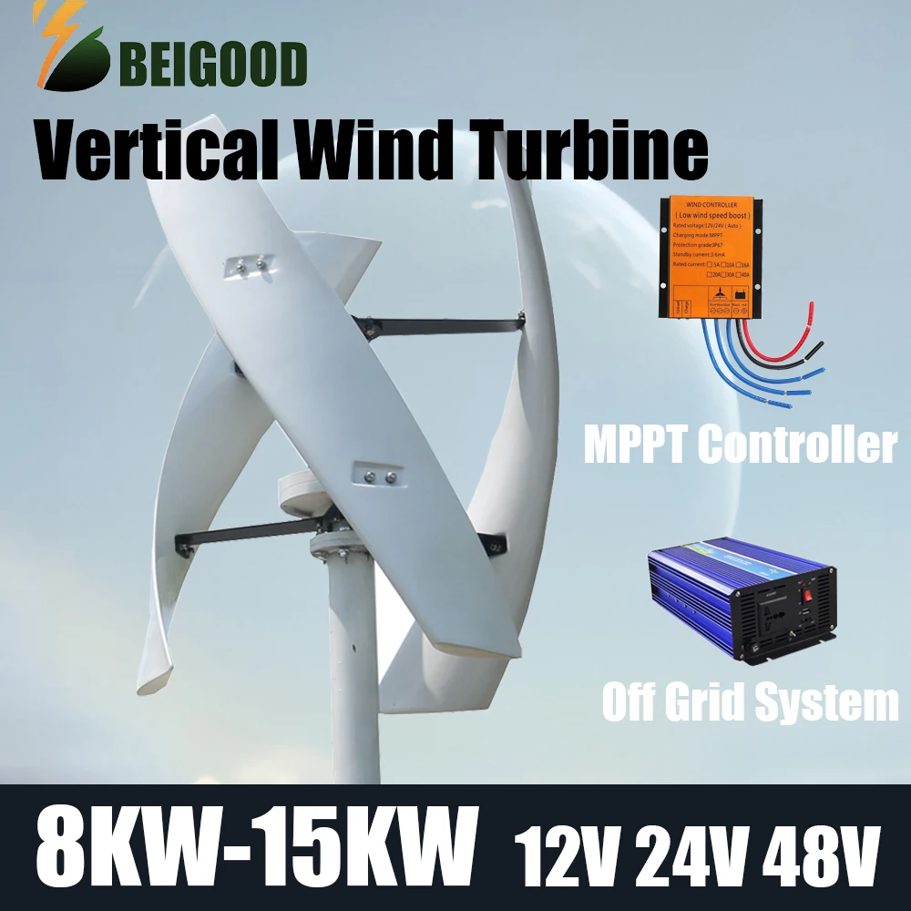 

10KW CE Roof Mount Residential 12V 24V 48V Vertical Axis Efficient Wind Turbine Generator For Home Use high efficiency