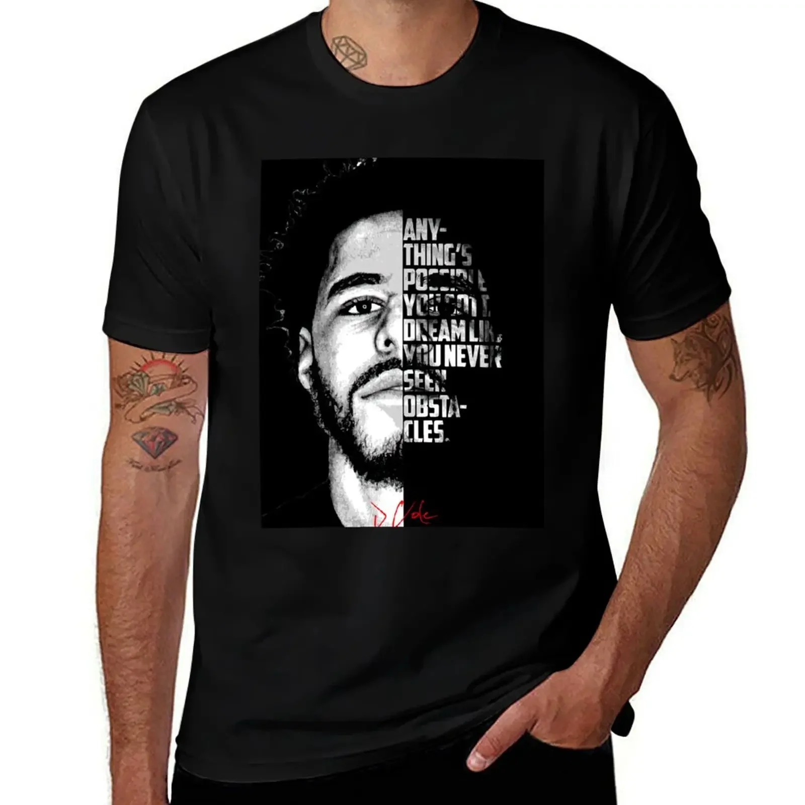 Black and white J Cole quote. T-Shirt new edition plus sizes plain shirts men graphic