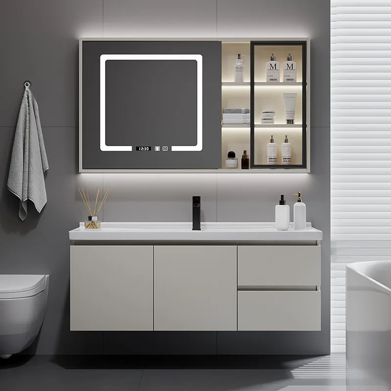 

Интеллектуальный зеркальный шкаф для ванной комнаты, встроенная раковина, шкаф для хранения умывальника, современный свет, роскошная мебель Kast JT40B