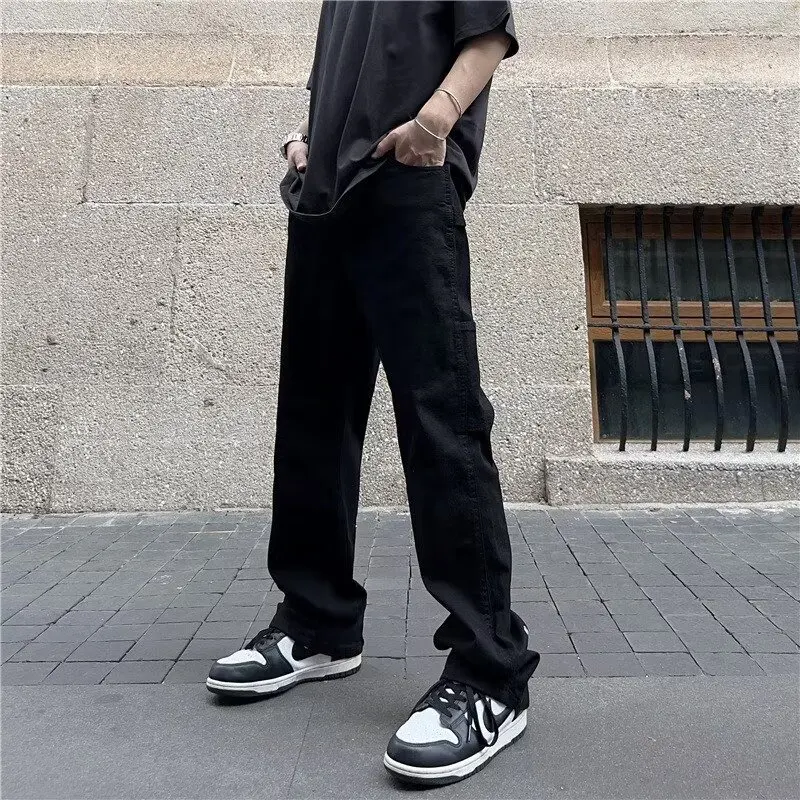 

Мужские джинсы свободного кроя High Street Sle, большой размер 300, сум, усовершенствованный дизайн, корейская версия, осенние модные джинсовые брюки