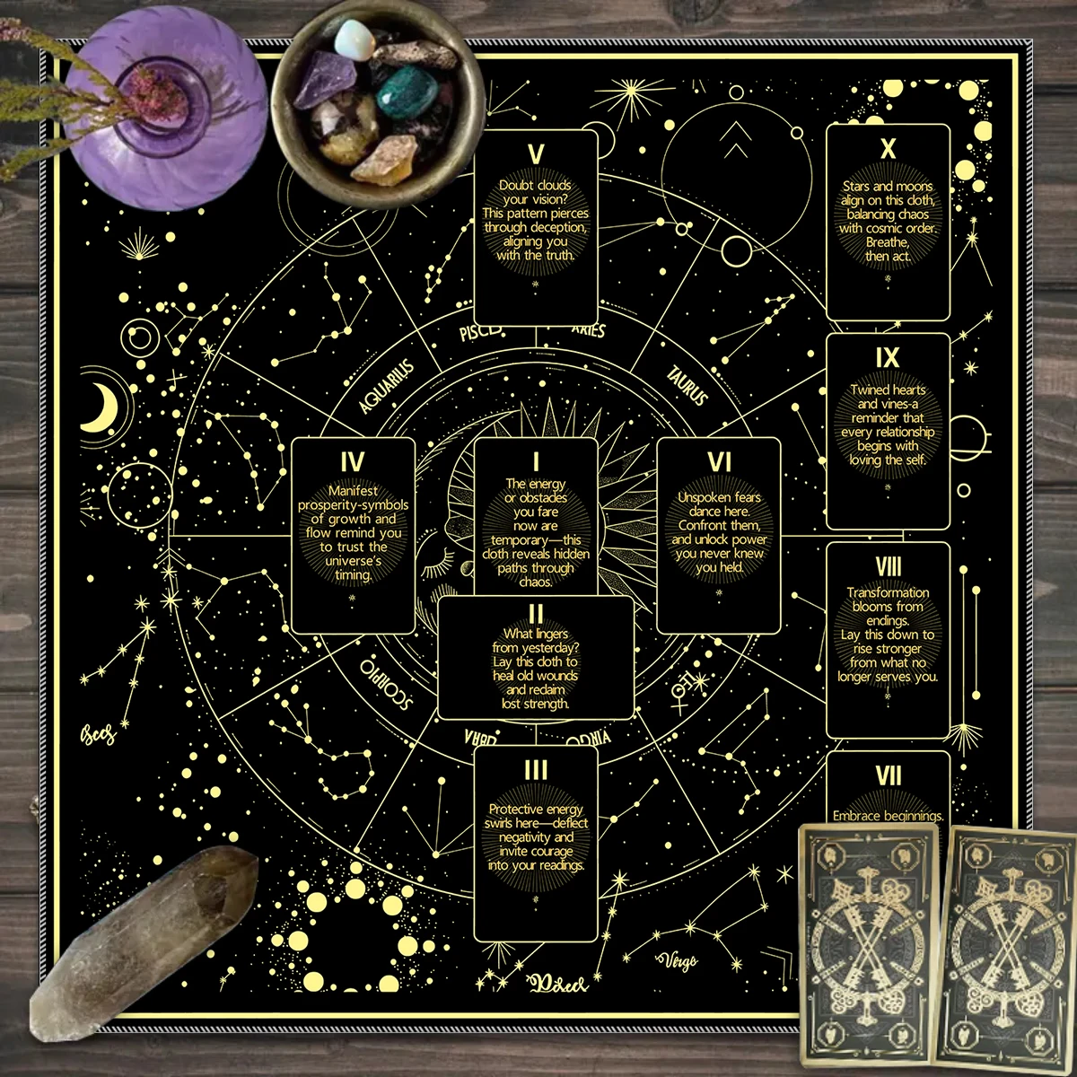 1pc Tarot tablecloth, astrological altar decorative tablecloth for the twelve constellations, Tarot board game tablecloth