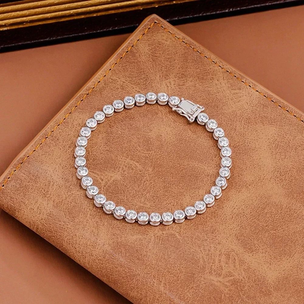 925 Sterling Silver Fashionable Trend Full Diamond Bracelet for Women's Boutique Christmas Gift Engagement Jewelry for Women
