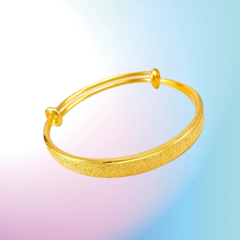 

new 9999 Real Gold 24K Boutique Nail Sand Push-pull Bracelet Women's Gold Scrub Car Lace Bracelet