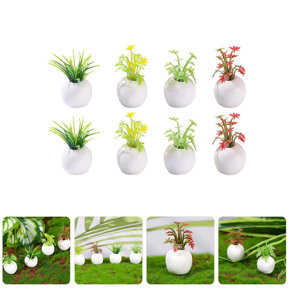 8 Pcs Miniature Dollhouse Accessories Realistic Artificial Succulents Potted Plants Decor Landscape nament Mini Fake