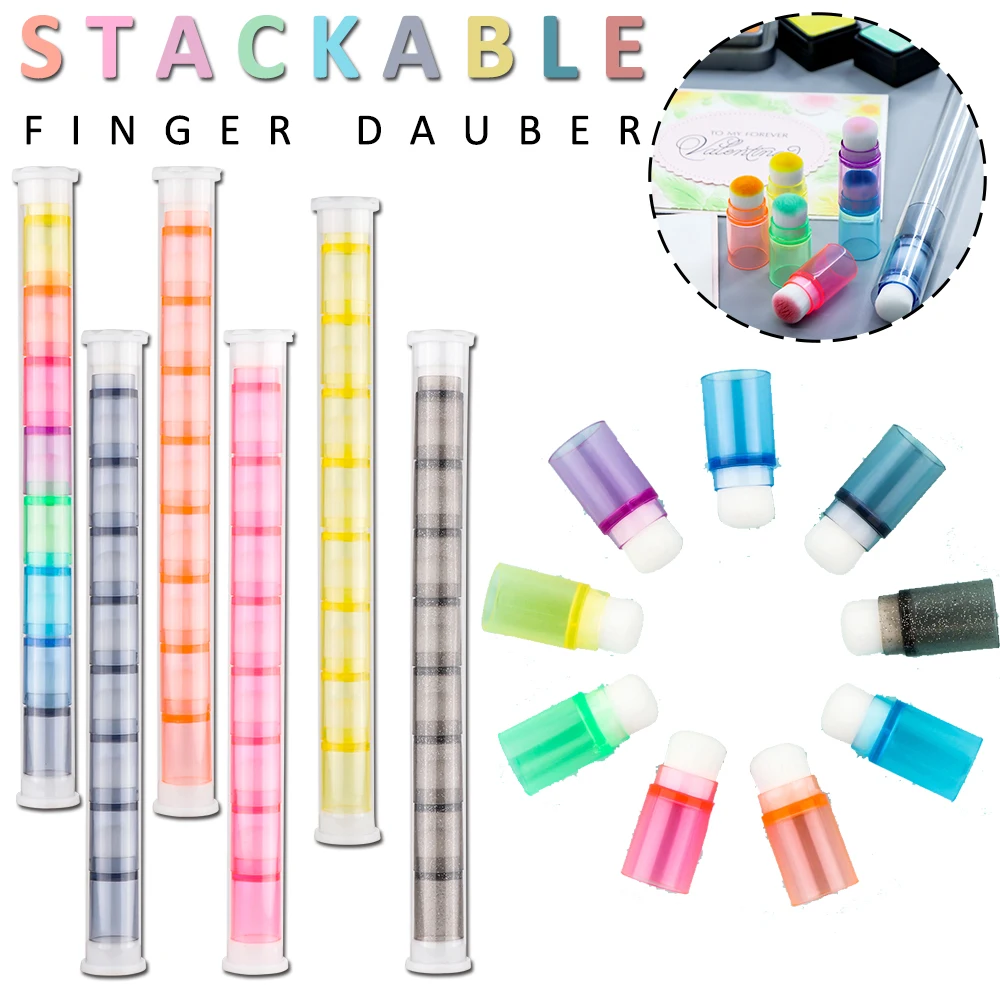 Colorful Mini Stackable Blender Brushes Soft Finger Daubers for Card Making Painting Drawing Ink Blending Tool 2024