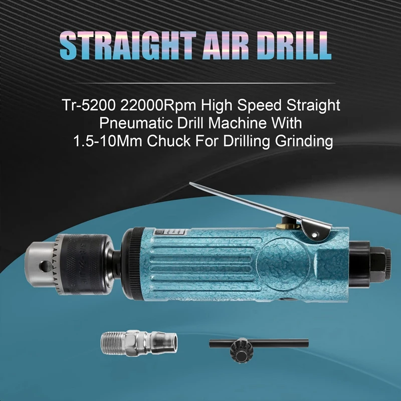 Tr-5200 22000Rpm High Speed Straight Pneumatic Drill Machine With 1.5-10Mm Chuck For Drilling Grinding