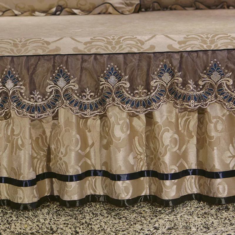 3 Pcs Bed Spreads European Luxury Bed Skirt Thicken Beautiful Cal King Size Bedding Havy Sheets Bedspreads Queen/King Size