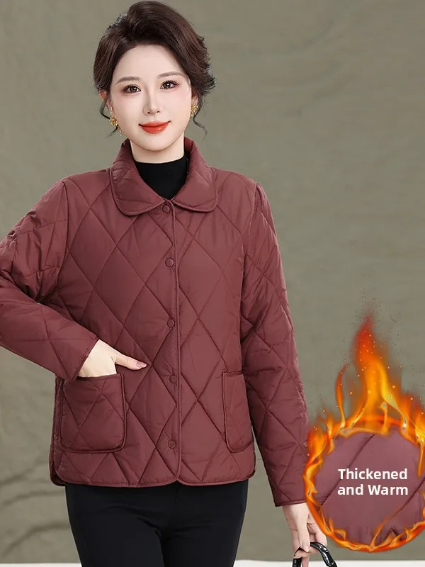 

Новая легкая повседневная куртка из хлопка с воротником-стойкой для женщин среднего возраста, осенняя одежда для мам