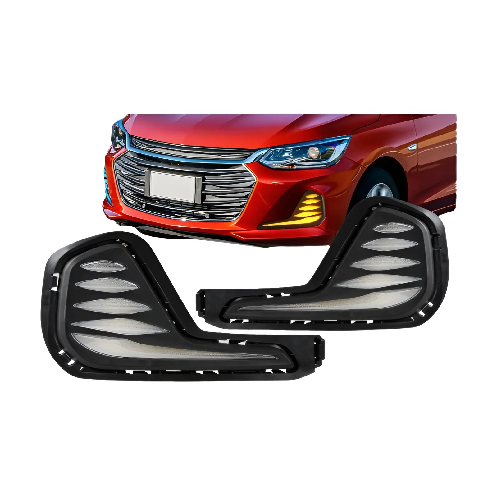 2 pçs led luz de circulação diurna para chevrolet cavalier 2019 2020 2021 2022 drl led nevoeiro lâmpada dinâmica amarelo sinal volta carro 12v