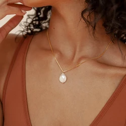 New Arrilval Big 13-14mm Baroque Cultured Freshwater Pearl Penddant Necklace for Women Gift, 925 Sterling Silver Necklace