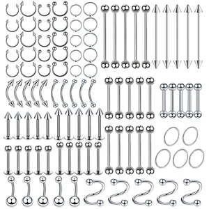 Aço cirúrgico Ferradura Hoop, Nostril Piercing, Septo Anel, Falso Nariz Anel, Jóia do corpo, 100pcs por lote 8 principais vendas aneis aço cirurgico - №4