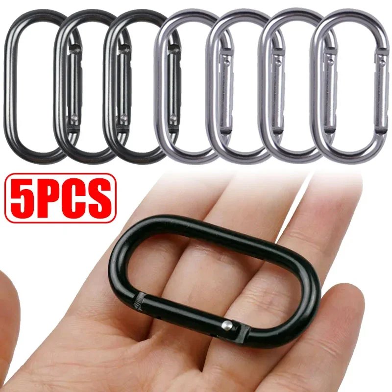 1/5PCS Carabiner Black Oval Hanging Buckle Carabiner Hanging Buckle Small Carabiners for Water Bottle and Harness Accessorie