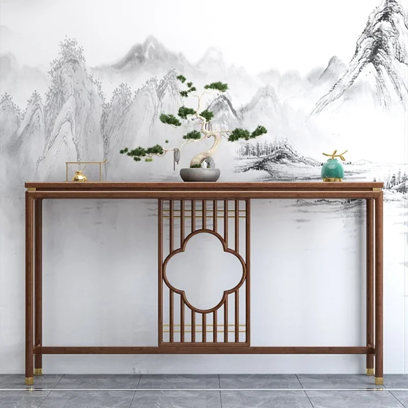 New Chinese Style Altar Walnut Altar Lobby Console Living Room a Long Narrow Table End Tribute Table