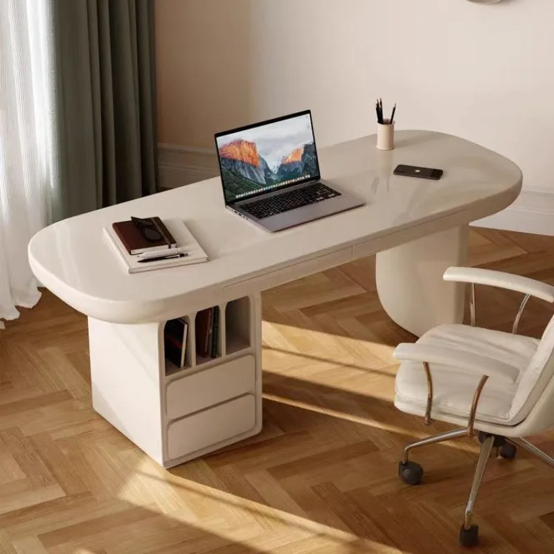 French Modern Designer Home Cream Wind Study Straight Row Storage Computer  Writing