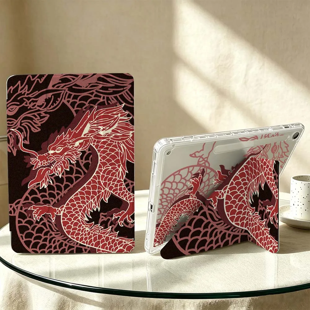 Cartoon Red Dragon Pattern For Samsung Galaxy Tab S6 S7 S8 S9 S10 S11 A8 A9 A11 Lite FE Plus 3Y Tablet Case Soft