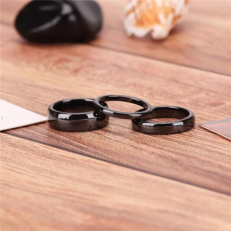 Kolmnsta 4mm Schwarz Keramik Ring für Mann Engagement Hochzeit Ringe Fit Männer Frauen Paar Schmuck bague homme anillos mujer – Detail 8