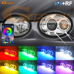 For JAGUAR X-Type 2001 2002 2003 2004 2005 - 2009 Xenon Headlight Bluetooth APP Multi Color Ultra Bright RGB LED Angel Eyes Kit