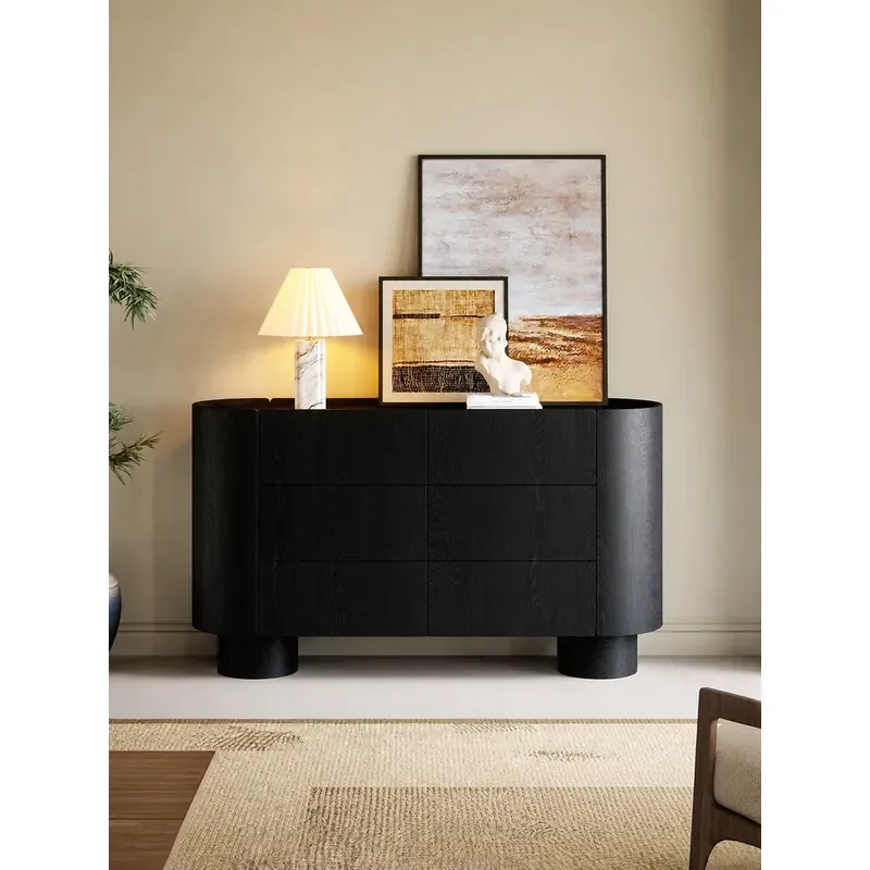 Vintage Style Six Drawer Chest Solid Wood Storage Cabinet for Living Room Bedroom Bedside Entryway Hallway Console Table