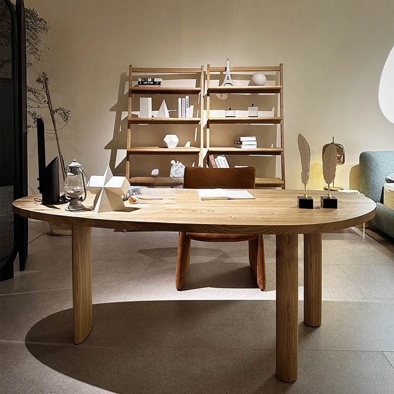 Nordic wabi sandy solid wood special-shaped desk log living room bedroom desk household Italian minimalist creative