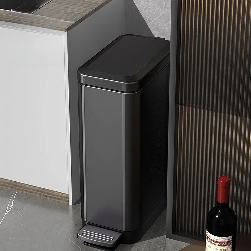 

Pedal Recycle Bin Stainless Steel Trash Can Large Capacity Bathroom Narrow Litter Bins Luxury Kitchen Bedroom Dustbin with Lid