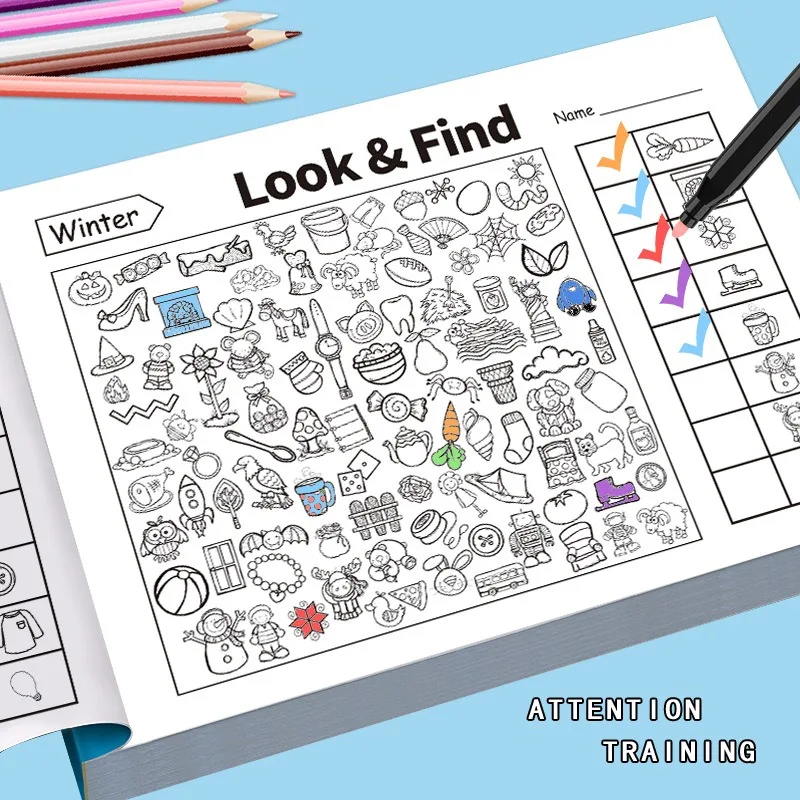 Interactive Activity Drawing Book Coloring Book for Look and Find Games 1000+ Patterns Searching for Hidden Items Game Book
