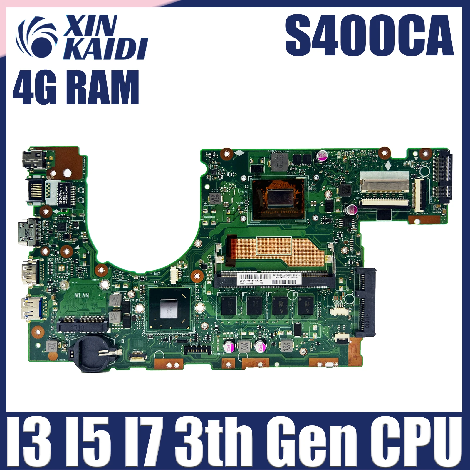 

S400CA Mainboard For ASUS S500CA S400C S500C S400 S500 Laptop Motherboard With CPU I3 I5 I7 3th Gen 4GB RAM Fully Tested